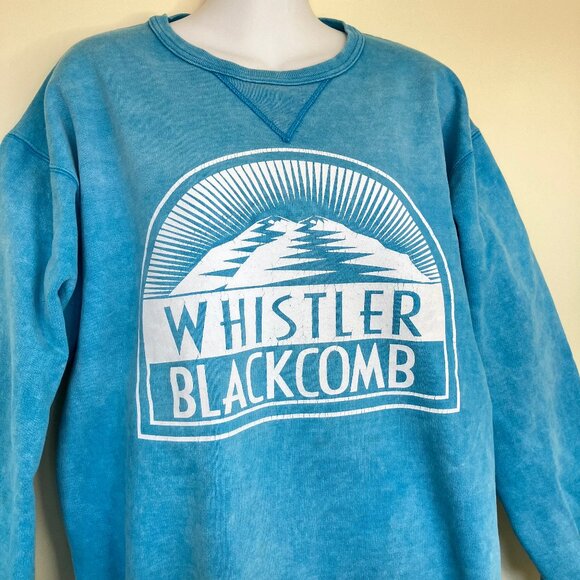 Whistler Blackcomb Sweatshirt Top Blue Tie Dye Vintage 90s Made in Canada - Picture 2 of 7
